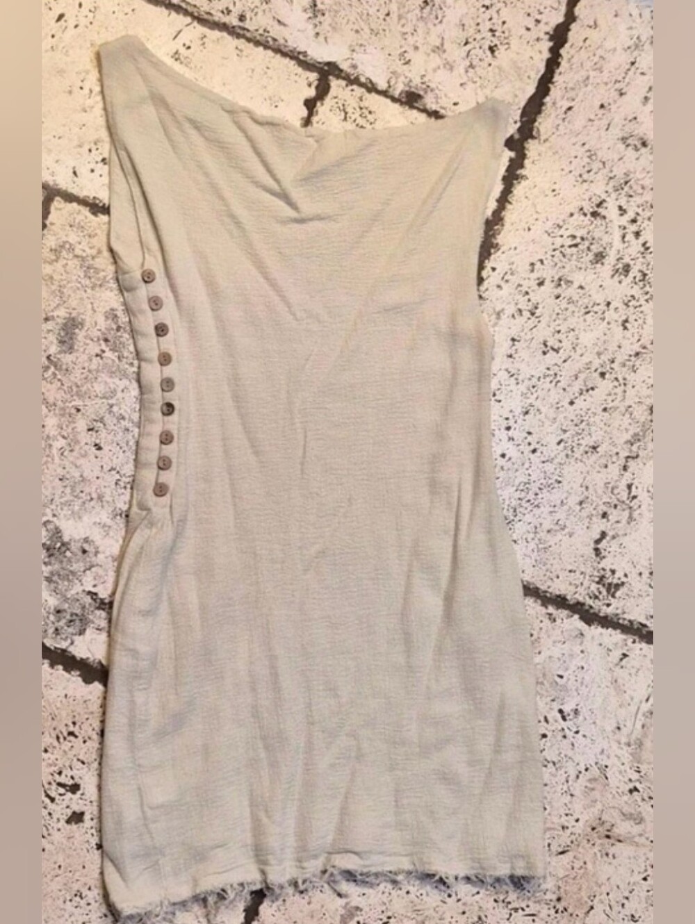 Free People Off-The-Shoulder Cream Knit Dress with Side Buttons - Size XS